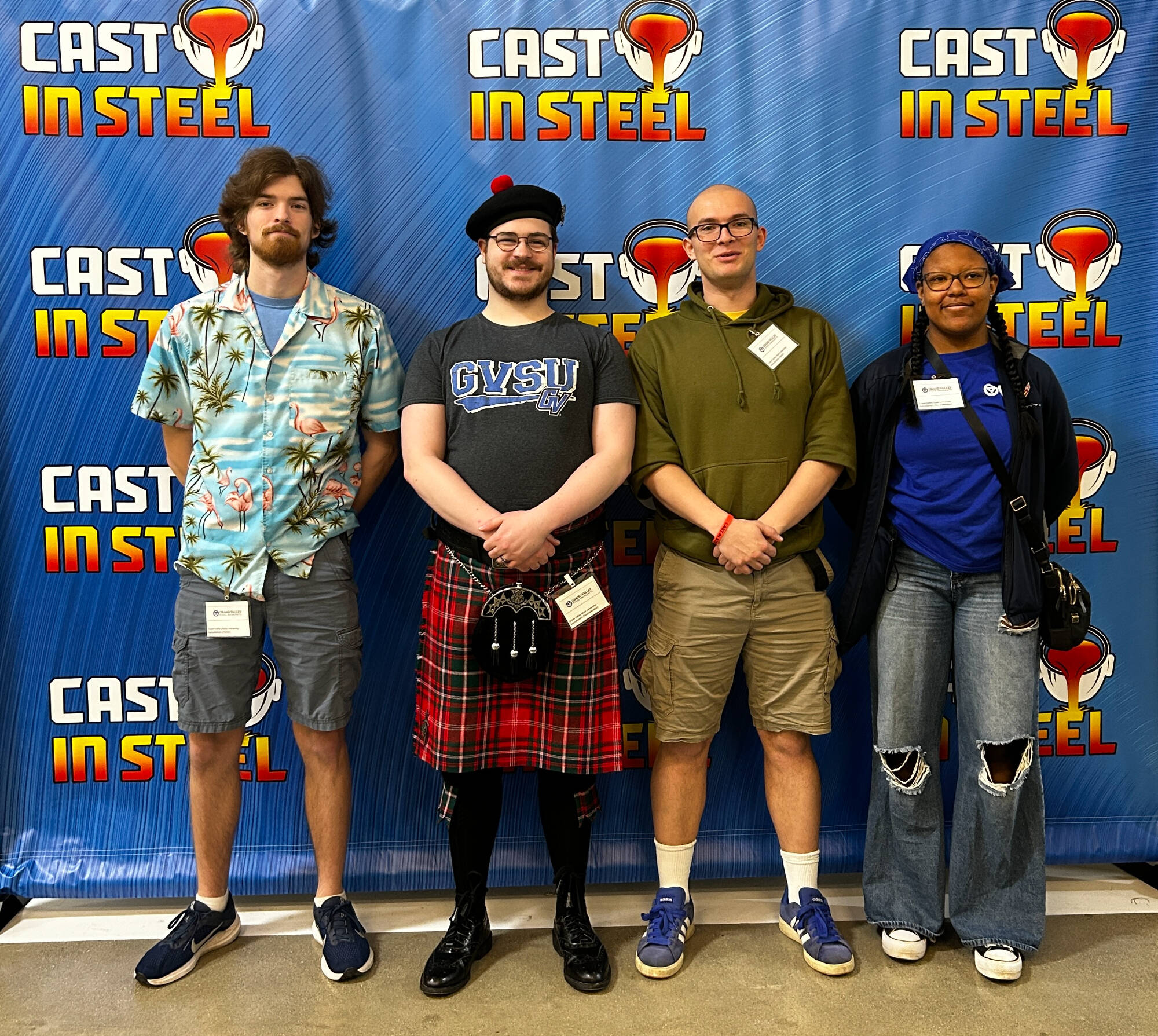 GVSU Cast in Steel team members, Matthew Cronk, Rock Phelps, Mason Leenheer and and Aleena Curry